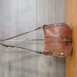 Fossil Brown Reissue Saddle Crossbody Shoulder Bag Purse